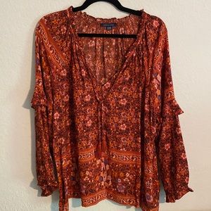 Boho Floral Flowy Blouse